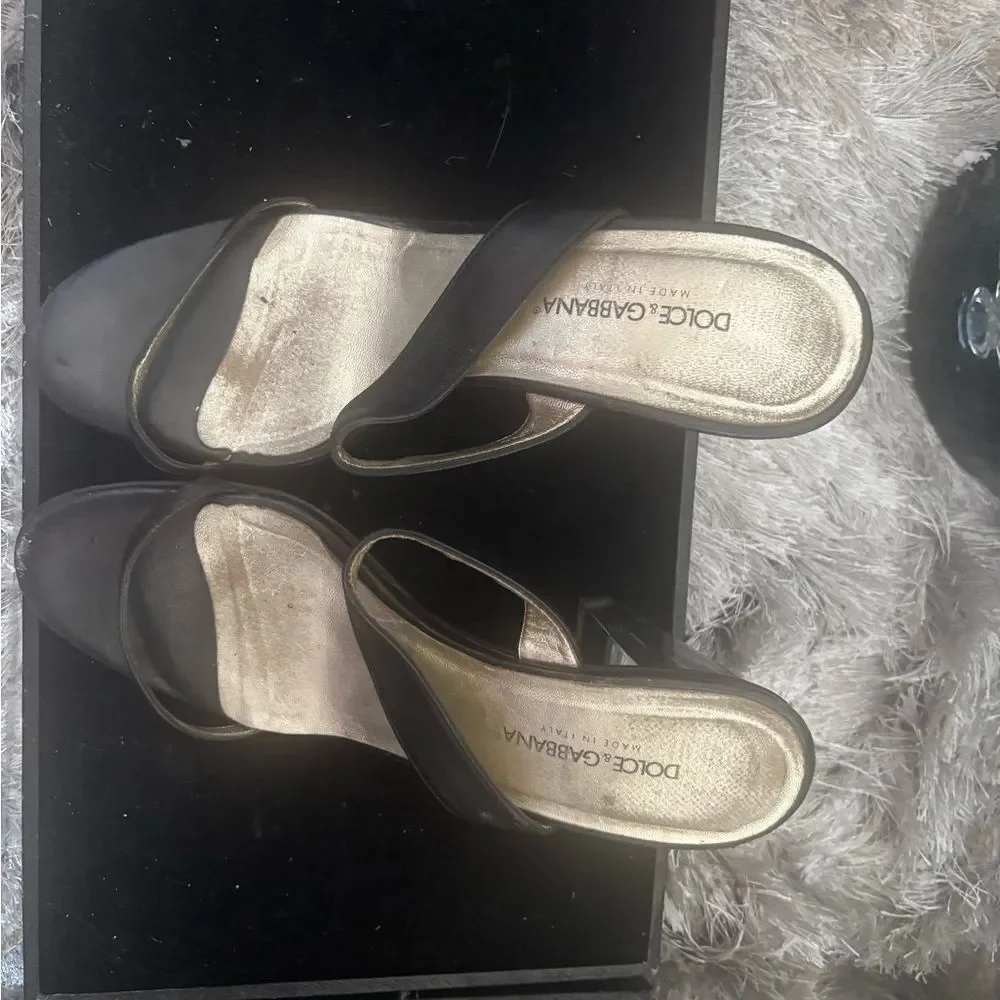 Dolce & gabbana dress shoes clear block heels vintage sandals strappy open toe